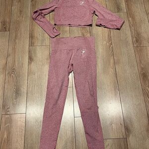 Pink Gymshark Cropped Top and Leggings Set